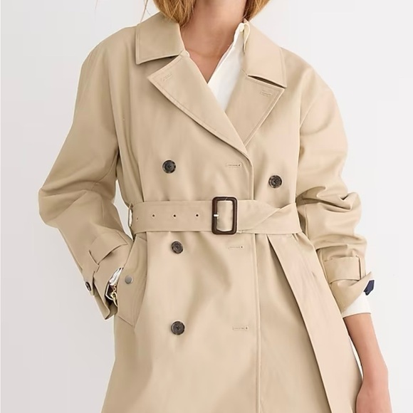 J.Crew Short Trench Jacket in Vintage Khaki Size Medium - Picture 1 of 12